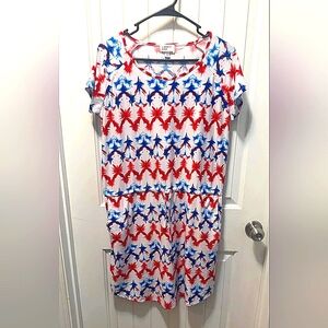 Stylish Red and Blue Midi Dress